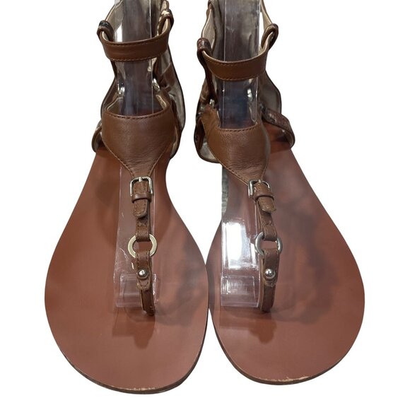 WHBM Aviva Gladiator Sandal Brown Snake size 8.5 Back Zip - Picture 2 of 11